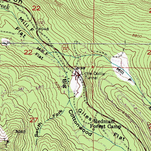 Topographic Map of Little Dollie Tunnel, UT