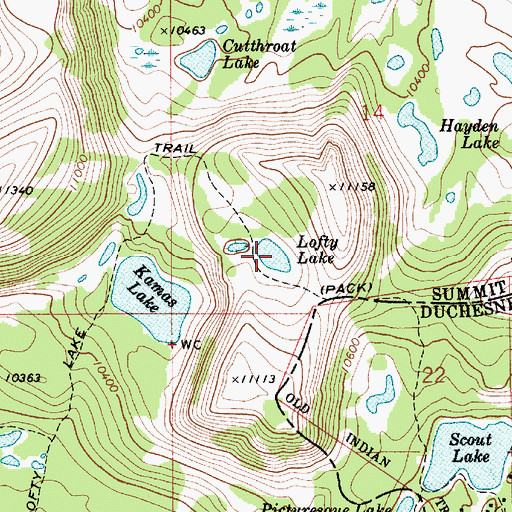 Topographic Map of Lofty Lake, UT