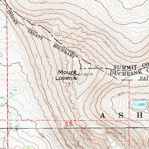 Topographic Map of Mount Lovenia, UT