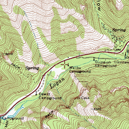 Topographic Map of Malibu Campground, UT