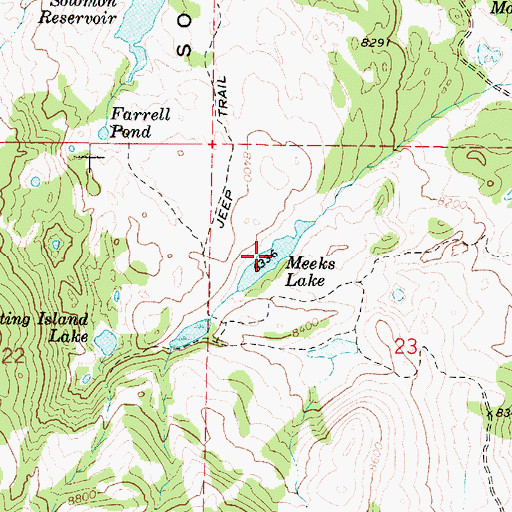 Topographic Map of Meeks Lake, UT
