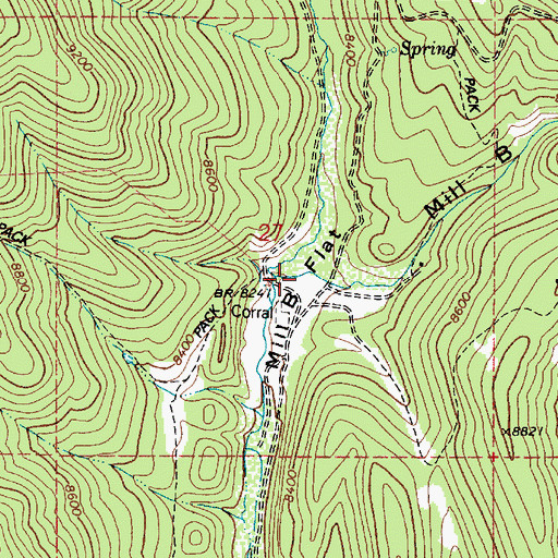 Topographic Map of Mill B Flat, UT