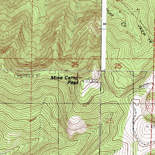 Topographic Map of Mine Camp Peak, UT