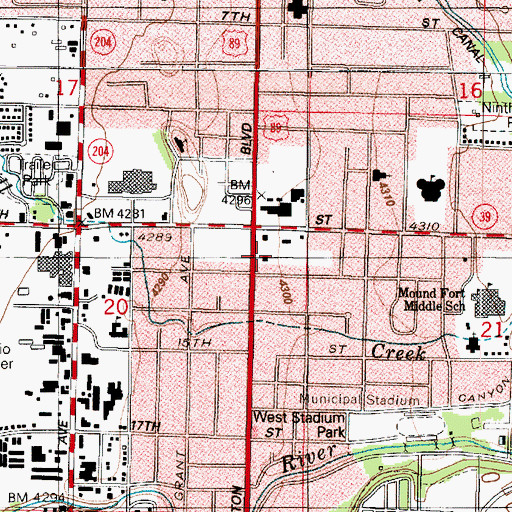 Topographic Map of Mound Fort Junior High School, UT