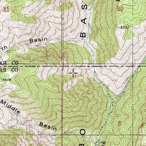 Topographic Map of Nebo Basin, UT