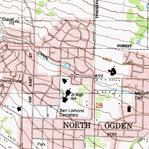 Topographic Map of Ogden Brigham Canal, UT
