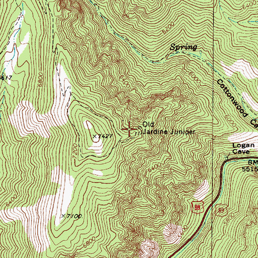 Topographic Map of Old Jardine Juniper, UT