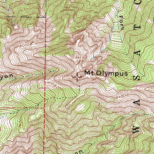 Topographic Map of Mount Olympus, UT