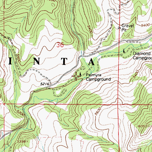 Topographic Map of Palmyra Campground, UT