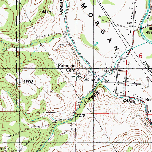 Topographic Map of Peterson Cemetery, UT
