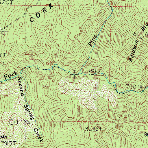 Topographic Map of Pine Creek, UT