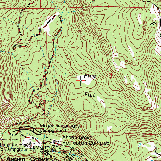 Topographic Map of Pine Flat, UT