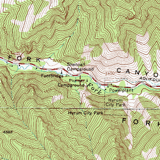 Topographic Map of Pioneer Campground, UT