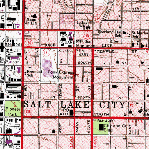 Topographic Map of Pony Express Monument, UT