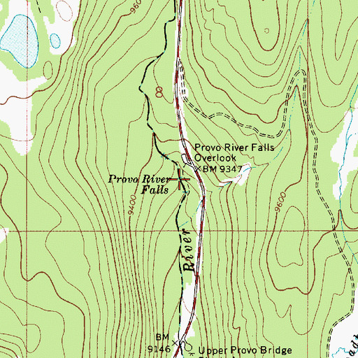 Topographic Map of Provo River Falls, UT