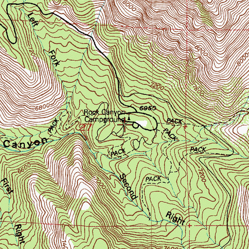 Topographic Map of Rock Canyon Picnic Area, UT