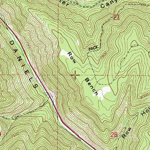 Topographic Map of Row Bench, UT