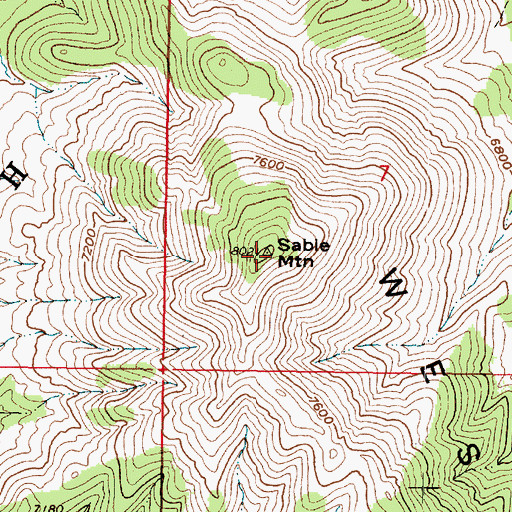 Topographic Map of Sabie Mountain, UT