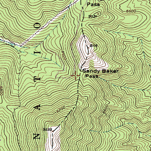 Topographic Map of Sandy Baker Pass, UT