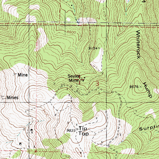 Topographic Map of Sevier Mine, UT
