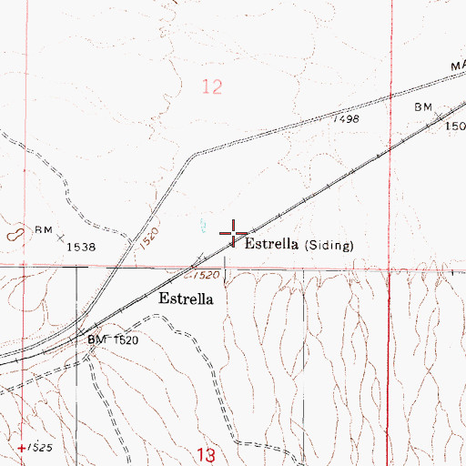 Topographic Map of Estrella Railroad Station, AZ