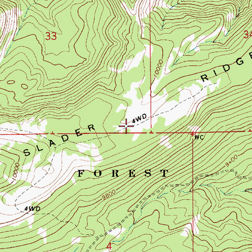 Topographic Map of Slader Ridge, UT