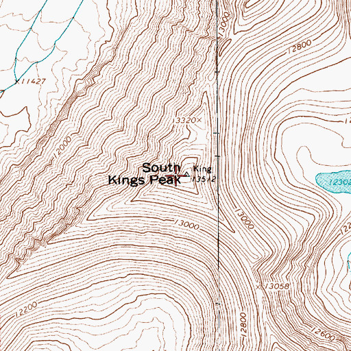 Topographic Map of South Kings Peak, UT