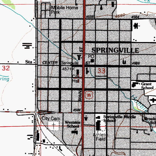Topographic Map of Springville, UT
