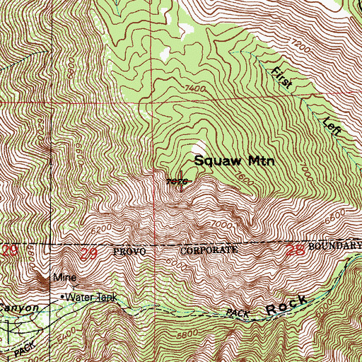 Topographic Map of Squaw Mountain, UT