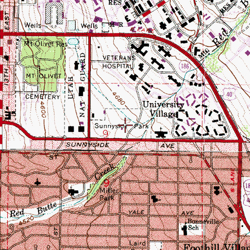 Topographic Map of Sunnyside Park, UT