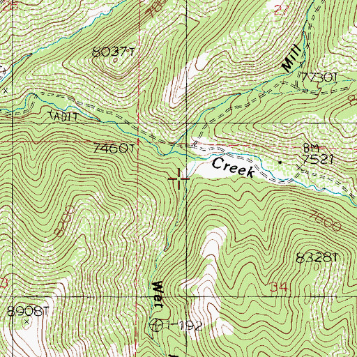 Topographic Map of Wet Hollow, UT