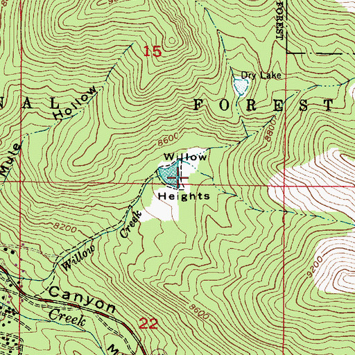 Topographic Map of Willow Heights, UT