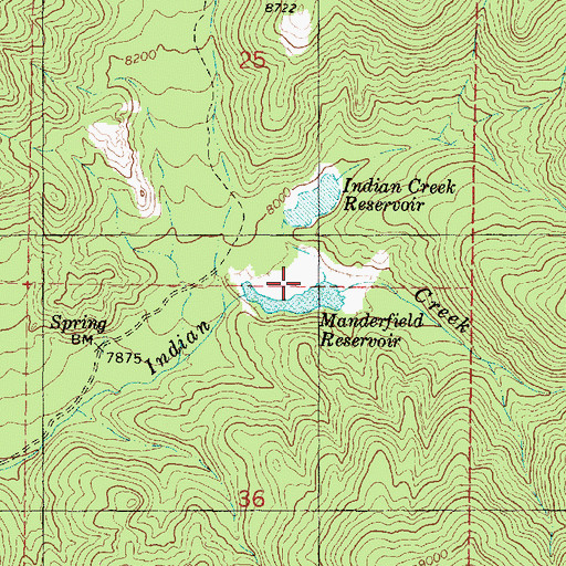 Topographic Map of Manderfield Reservoir, UT