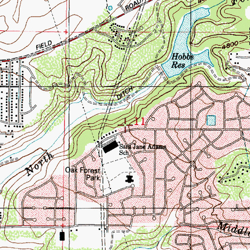 Topographic Map of Adams School, UT