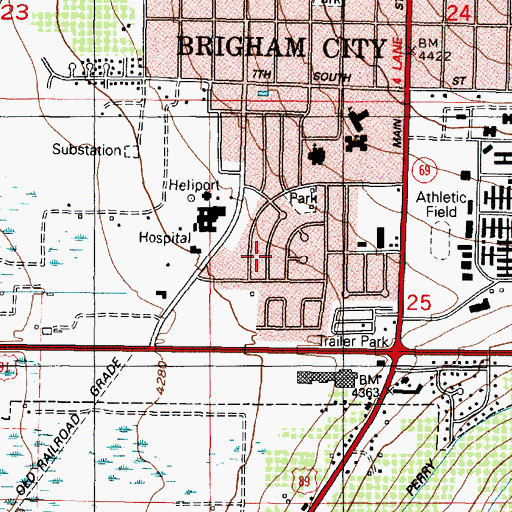 Topographic Map of Brigham City Community Hospital Heliport, UT