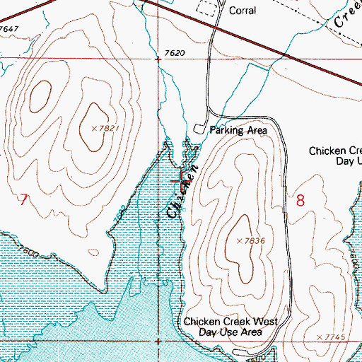 Topographic Map of Chicken Creek Day Use Area, UT