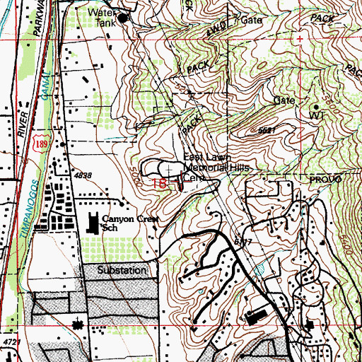 Topographic Map of East Lawn Memorial Hills, UT