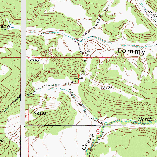 Topographic Map of Meadow Gulch Divide, UT