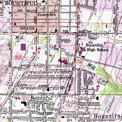 Topographic Map of Millcreek Junior High School, UT