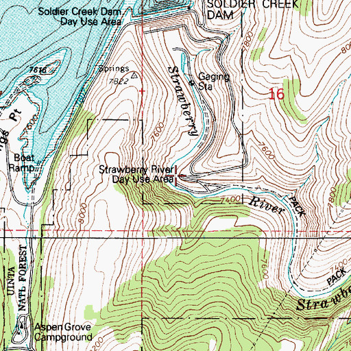 Topographic Map of Strawberry River Day Use Area, UT