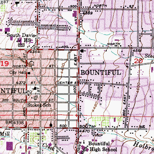 Topographic Map of Bountiful Community Church, UT