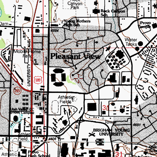 Topographic Map of Cougar Stadium, UT