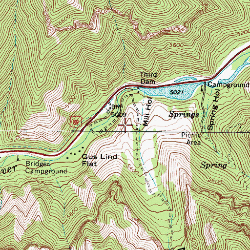 Topographic Map of Middle Spring Hollow Picnic Area, UT