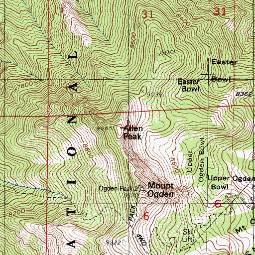 Topographic Map of Allen Peak, UT