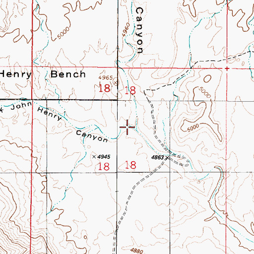 Topographic Map of Right Fork John Henry Canyon, UT
