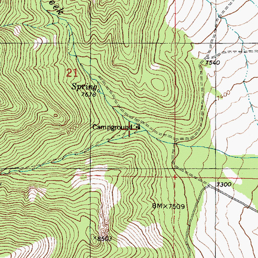 Topographic Map of City Creek Campground, UT
