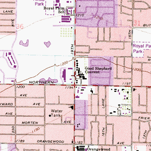 Topographic Map of Good Shepherd School for Girls, AZ