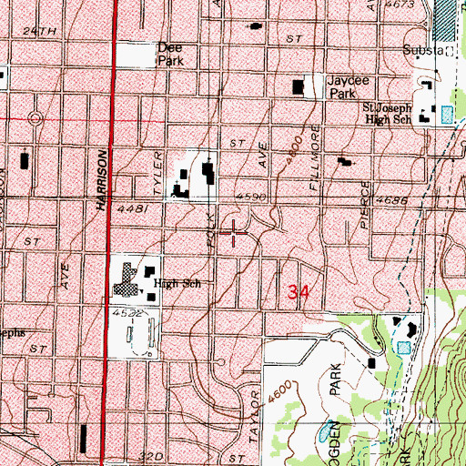 Topographic Map of Oak Crest Park Addition, UT