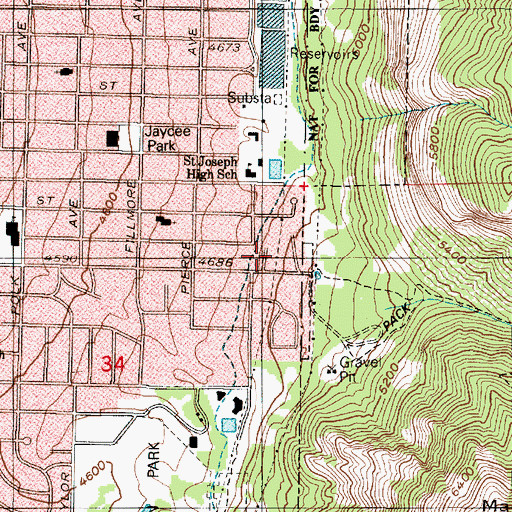 Topographic Map of Oak Hills, UT
