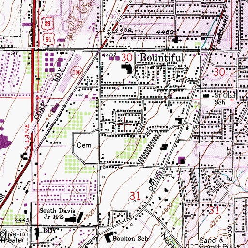 Topographic Map of Bountiful Acres, UT